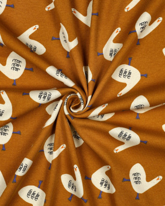 Jersey Mini Côtelé Oie Caramel Jennifer Bouron - Mercerine