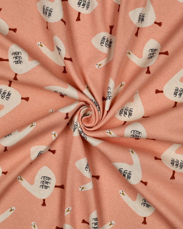 Jersey Mini Côtelé Oie Rose Clair Jennifer Bouron - Mercerine