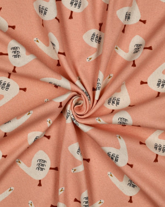 Jersey Mini Côtelé Oie Rose Clair Jennifer Bouron - Mercerine
