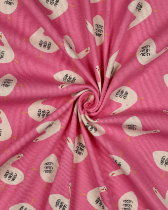 Jersey Mini Côtelé Oie Rose Bonbon Jennifer Bouron - Mercerine