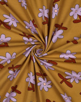 Jersey de Coton Fleurs Ocre et Lavande Jennifer Bouron