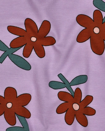 Jersey de Coton Fleurs Lavande et Cacao Jennifer Bouron - Mercerine