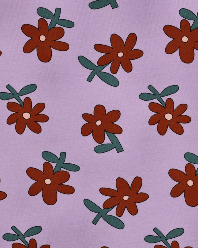 Jersey de Coton Fleurs Lavande et Cacao Jennifer Bouron - Mercerine