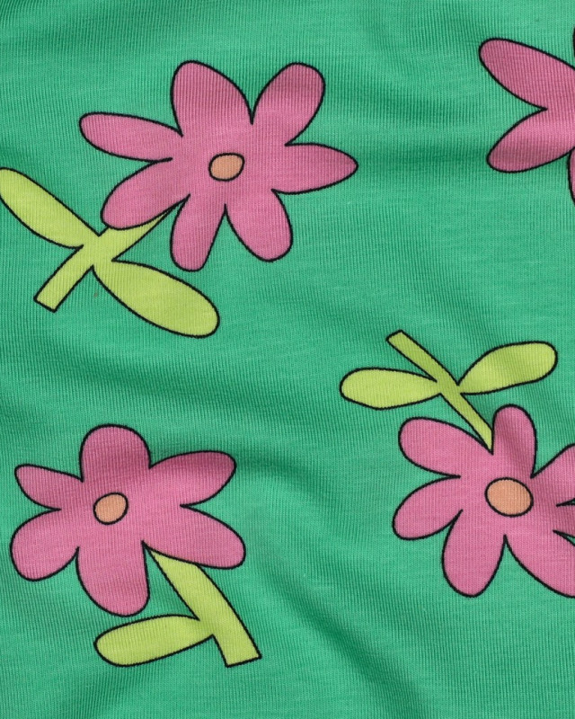 Jersey de Coton Fleurs Vert et Rose Jennifer Bouron - Mercerine