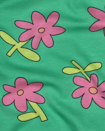 Jersey de Coton Fleurs Vert et Rose Jennifer Bouron - Mercerine