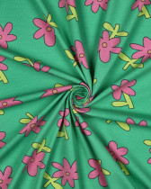 Jersey de Coton Fleurs Vert et Rose Jennifer Bouron