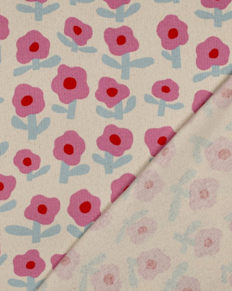 Jersey Mini Côtelé Flower Mauve Jennifer Bouron - Mercerine