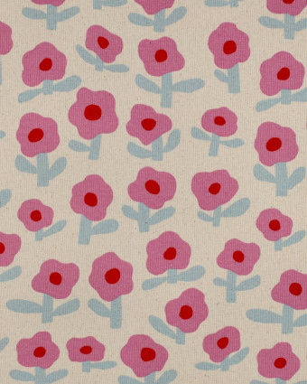 Jersey Mini Côtelé Flower Mauve Jennifer Bouron - Mercerine