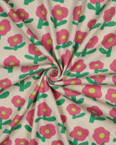 Jersey Mini Côtelé Flower Rose Jennifer Bouron