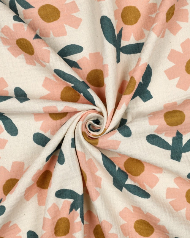Double Gaze Flower Pêche Jennifer Bouron - Mercerine