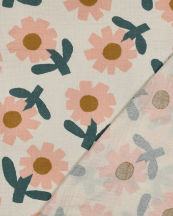 Double Gaze Flower Pêche Jennifer Bouron - Mercerine