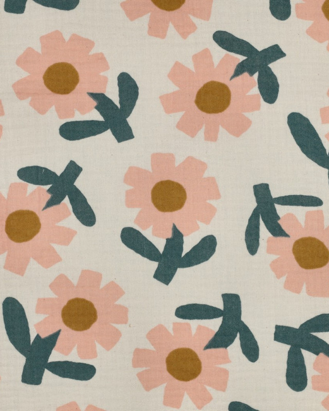 Double Gaze Flower Pêche Jennifer Bouron - Mercerine