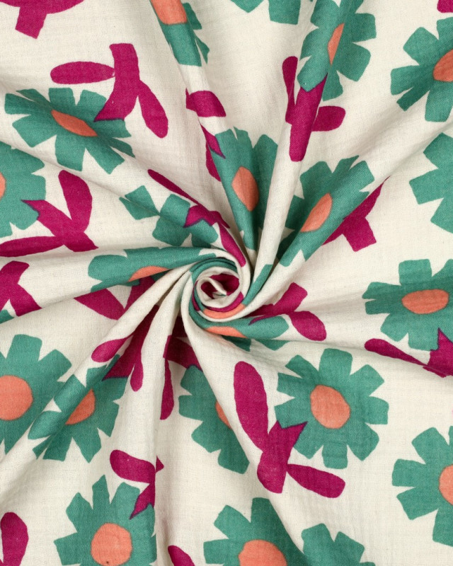 Double Gaze Flower Vert Jennifer Bouron - Mercerine