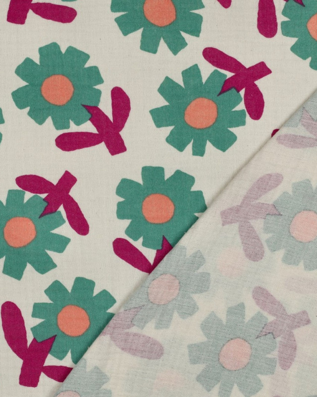 Double Gaze Flower Vert Jennifer Bouron - Mercerine