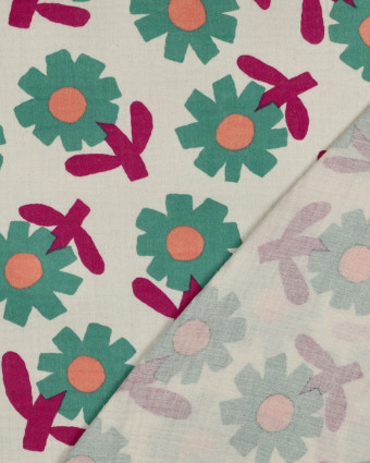 Double Gaze Flower Vert Jennifer Bouron - Mercerine