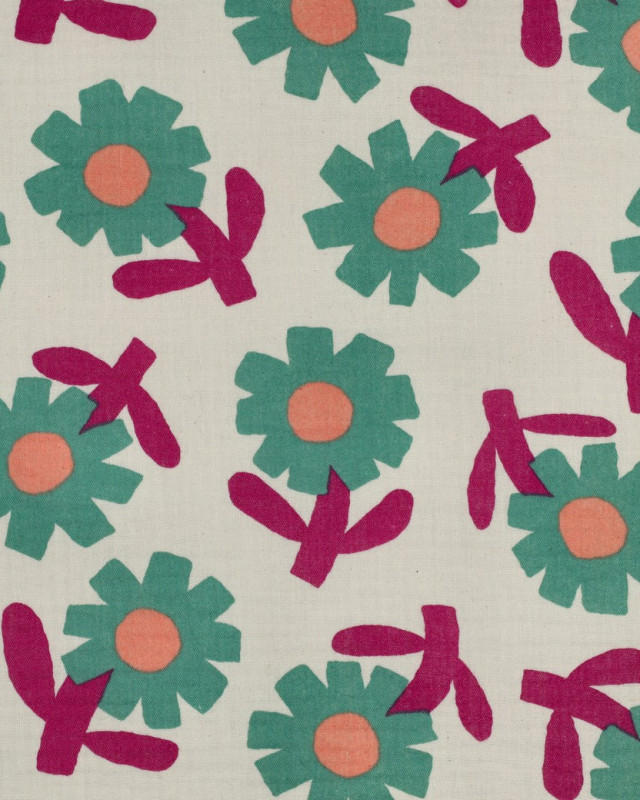 Double Gaze Flower Vert Jennifer Bouron - Mercerine