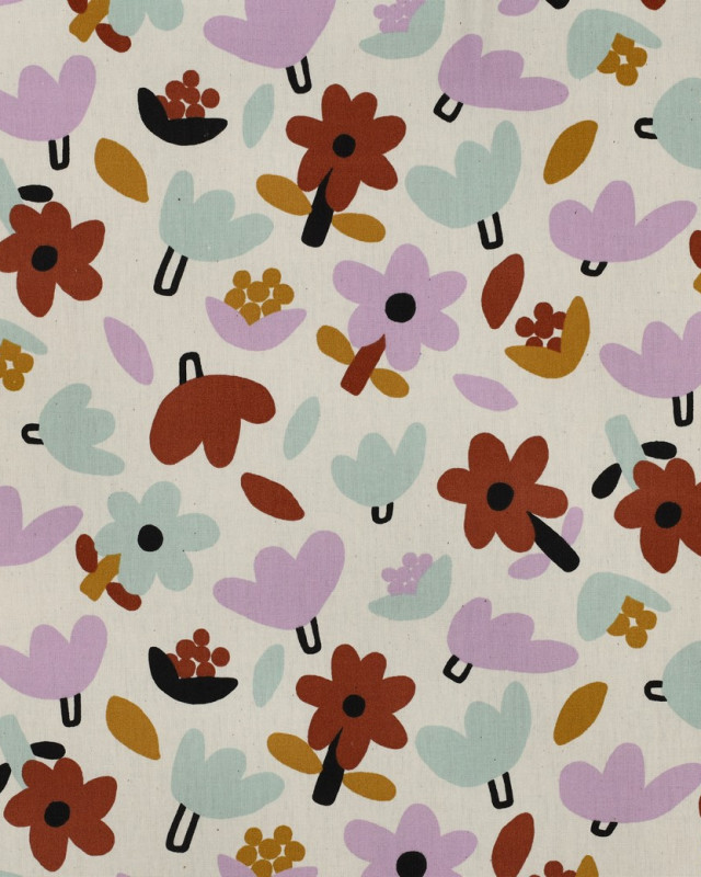 Popeline de Coton Flower Lavande Jennifer Bouron - Mercerine