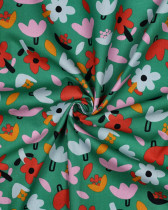 Popeline de Coton Flower Vert Jennifer Bouron