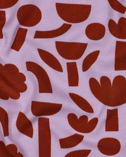 Jersey de Coton Flowers Lavande et Cacao Jennifer Bouron - Mercerine
