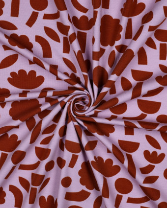 Jersey de Coton Flowers Lavande et Cacao Jennifer Bouron - Mercerine