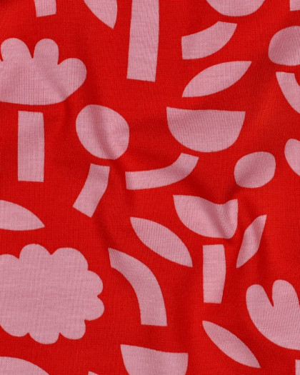 Jersey de Coton Flowers Rouge et Rose Jennifer Bouron - Mercerine