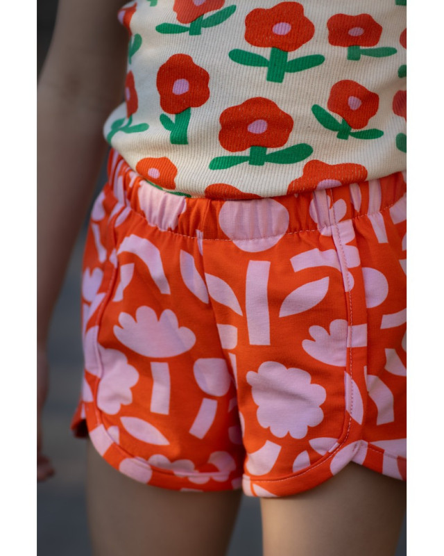 Jersey de Coton Flowers Rouge et Rose Jennifer Bouron - Mercerine