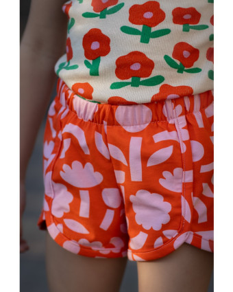 Jersey de Coton Flowers Rouge et Rose Jennifer Bouron - Mercerine