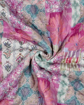 Matelassé Double Gaze Patchwork Fleuri Roser - Mercerine