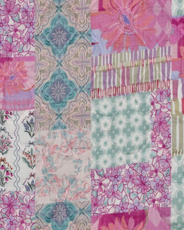Matelassé Double Gaze Patchwork Fleuri Roser - Mercerine