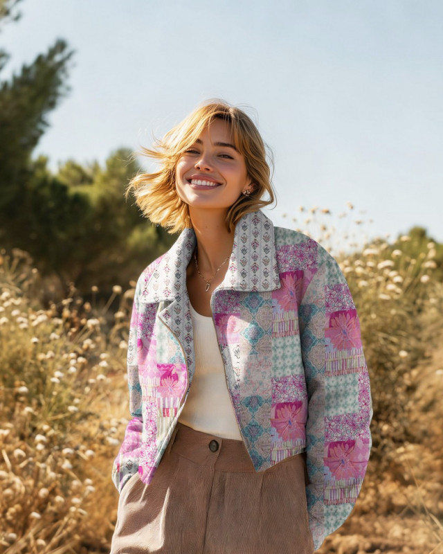 Matelassé Double Gaze Patchwork Fleuri Roser - Mercerine