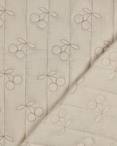 Matelassé Double Gaze Cerises Brodées Ecru