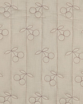 Matelassé Double Gaze Cerises Brodées Ecru - Mercerine