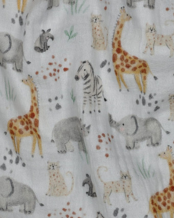 Double Gaze Blanche Motif Safari - Mercerine