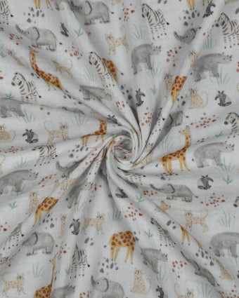 Double Gaze Blanche Motif Safari - Mercerine