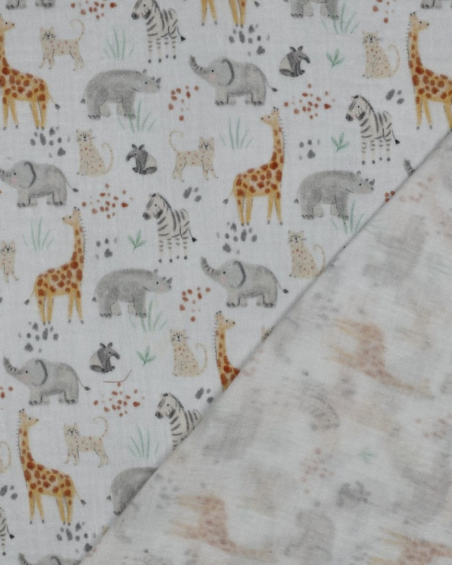 Double Gaze Blanche Motif Safari - Mercerine