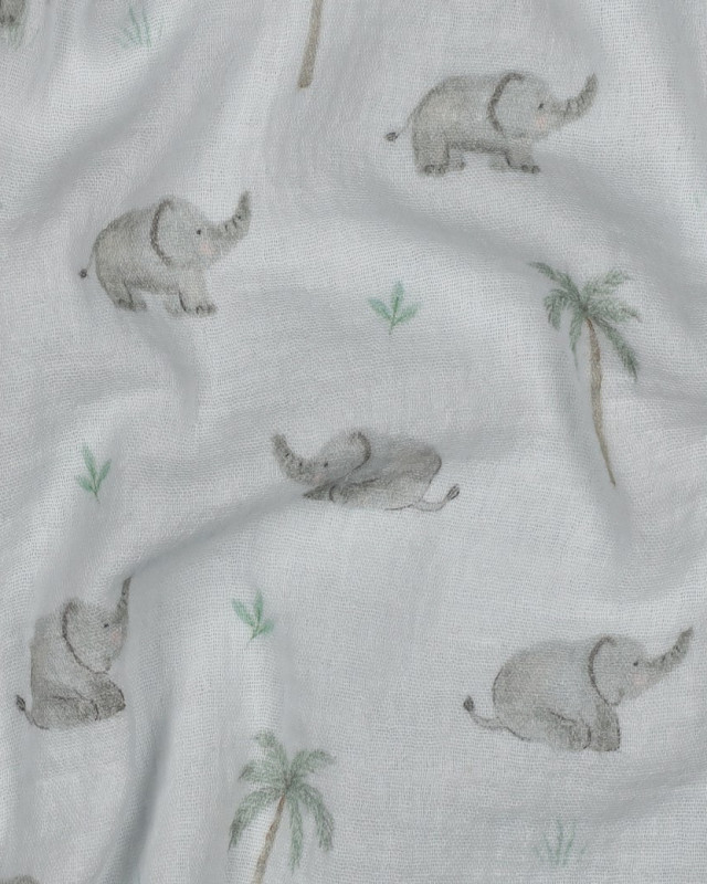 Double Gaze Blanche Petit Elephant - Mercerine