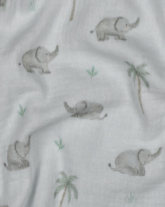 Double Gaze Blanche Petit Elephant - Mercerine