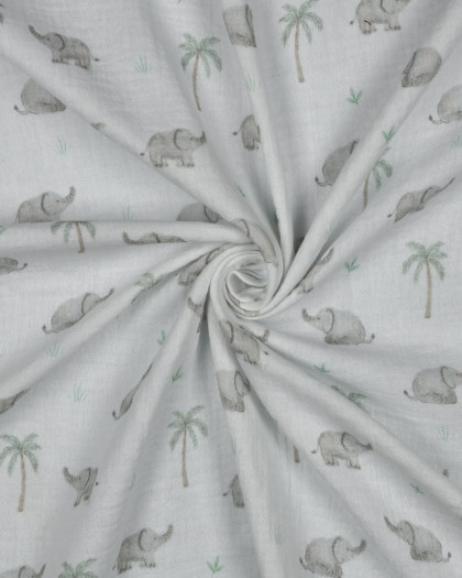 Double Gaze Blanche Petit Elephant - Mercerine