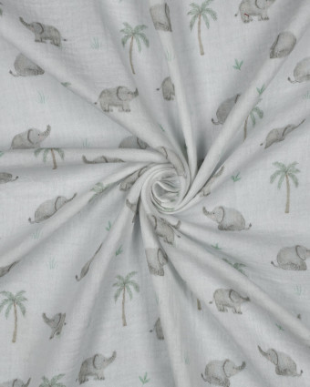 Double Gaze Blanche Petit Elephant - Mercerine