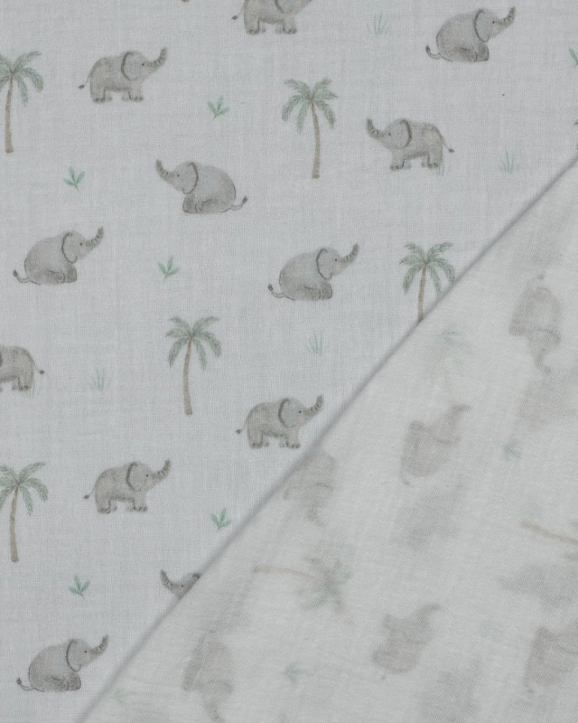 Double Gaze Blanche Petit Elephant - Mercerine