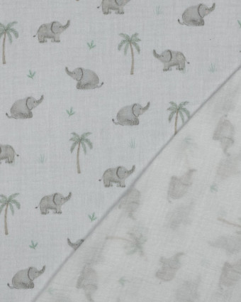 Double Gaze Blanche Petit Elephant - Mercerine