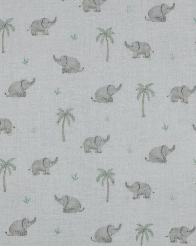Double Gaze Blanche Petit Elephant - Mercerine