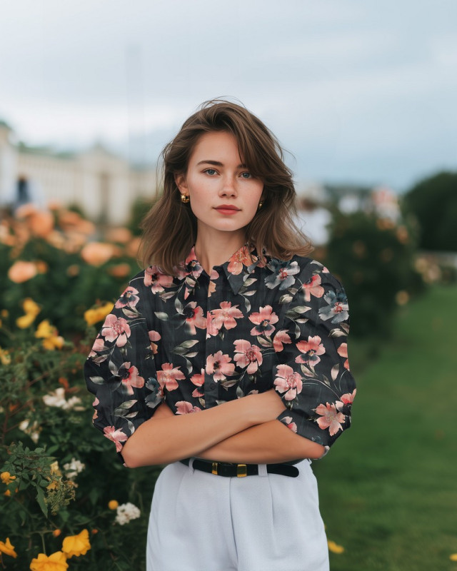 Satin de Coton Imprimé Fleuri Pétrole Foncé - Mercerine
