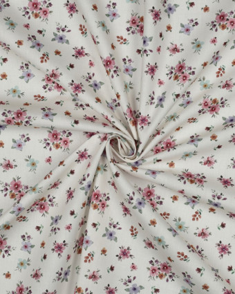 Popeline de Coton Blanche Fleurie Romantique - Mercerine