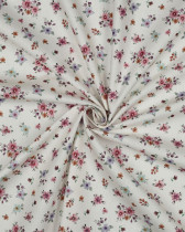 Popeline de Coton Blanche Fleurie Romantique