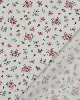 Popeline de Coton Blanche Fleurie Romantique - Mercerine