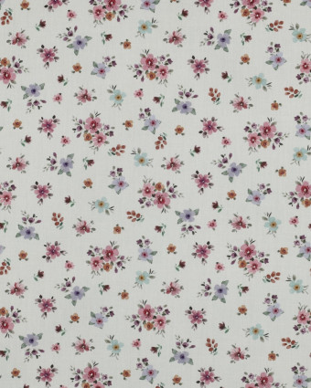 Popeline de Coton Blanche Fleurie Romantique - Mercerine