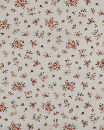 Popeline de Coton Ecrue Fleurie Romantique - Mercerine