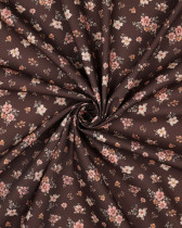 Popeline de Coton Cacao Fleurie Romantique