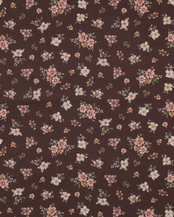 Popeline de Coton Cacao Fleurie Romantique - Mercerine